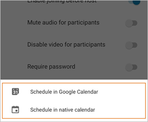 Select calendar to schedule the meeting