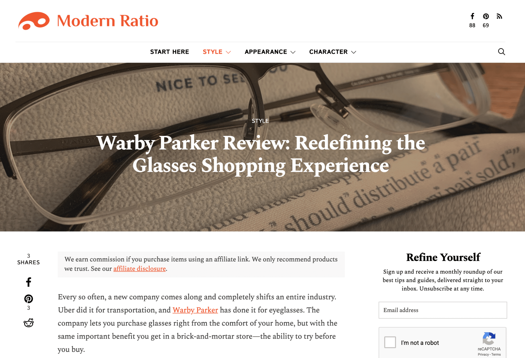 Blog post review on Warby Parker