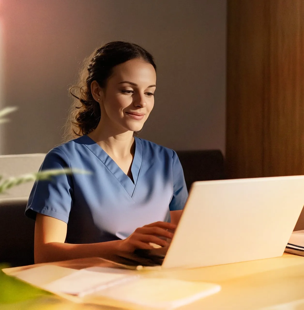 A healthcare professional attending a virtual consultation via RingCentral