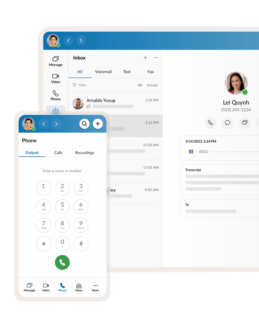 The RingCentral Desktop app and the RingCentral mobile app dialpad