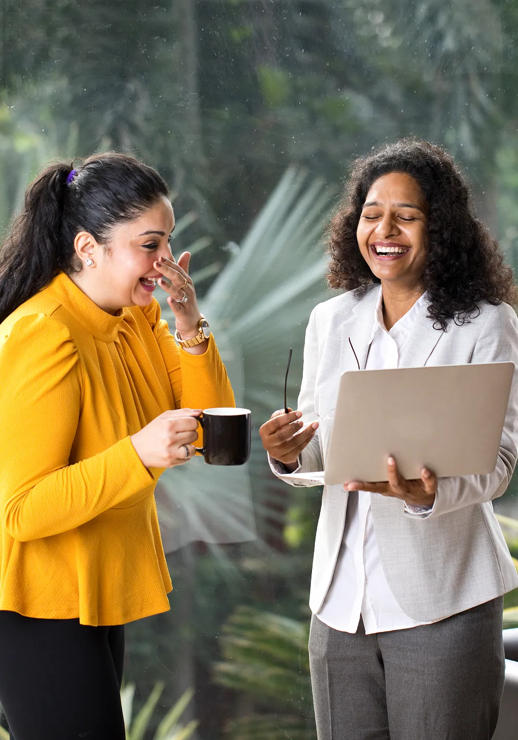 India employees enjoying their conversation in the workplace