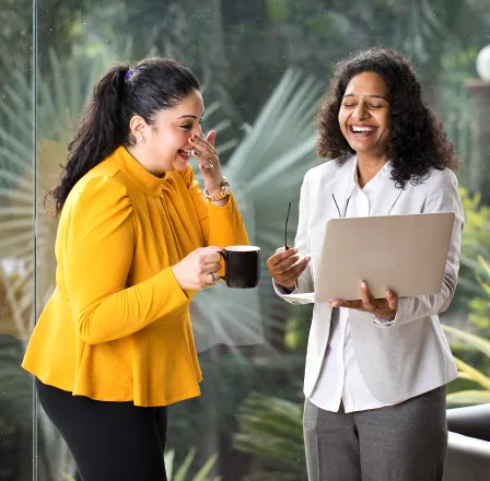 India employees enjoying their conversation in the workplace