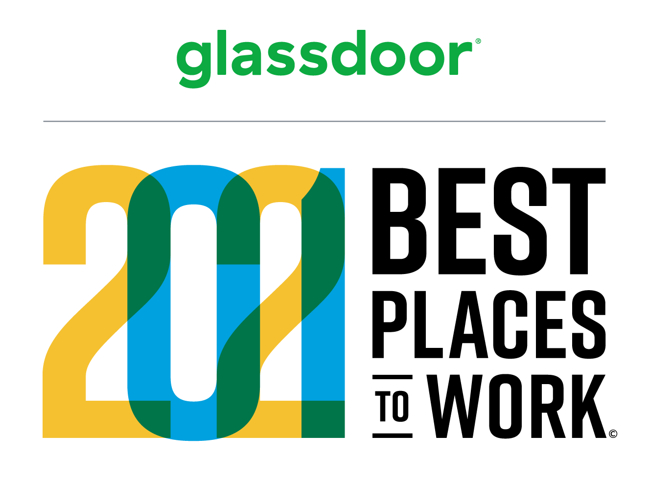 Glassdoor 2021 best places to work badge
