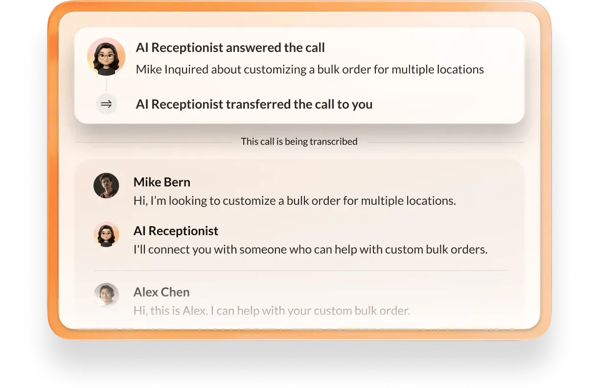 AI IVR transferring a call to a human agent