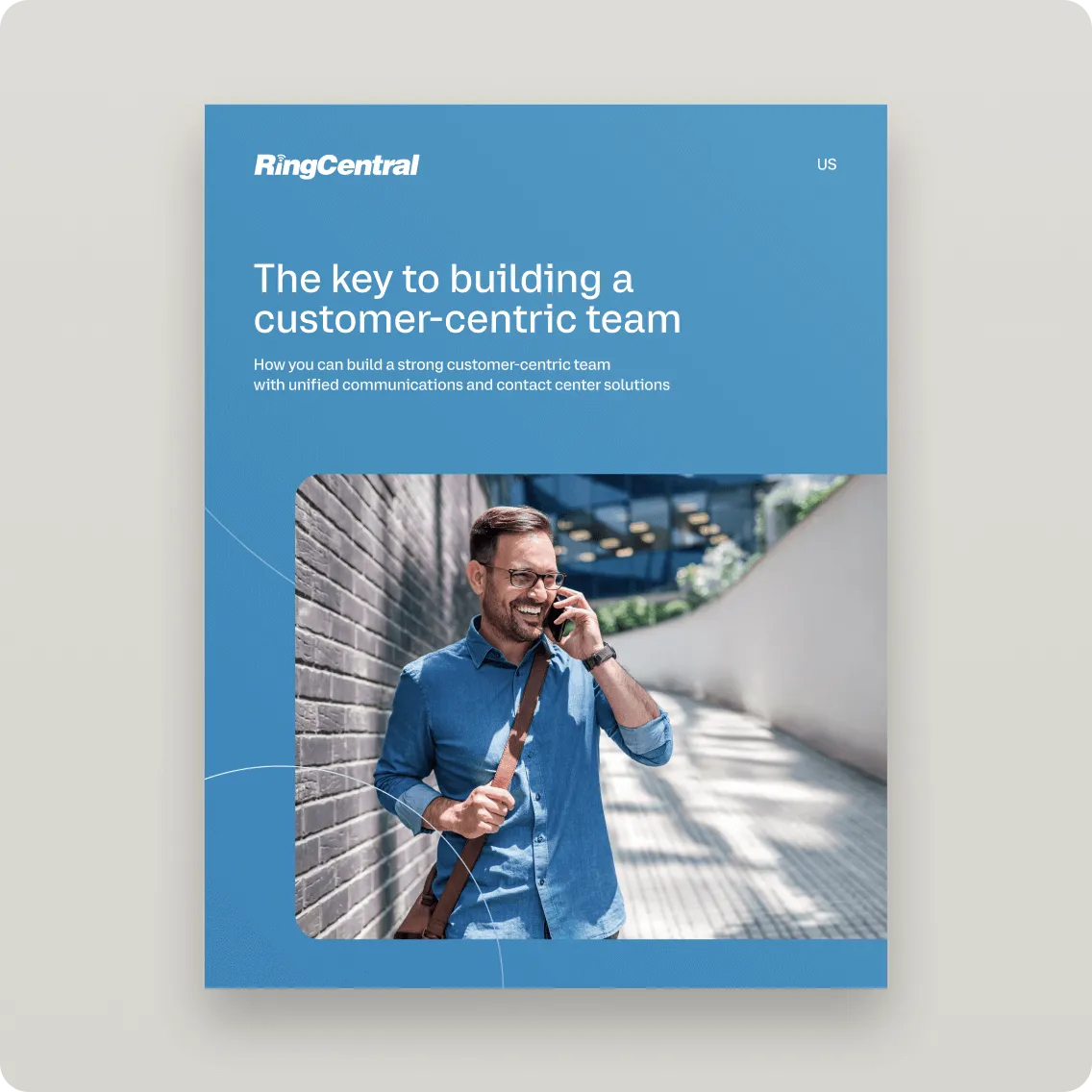 eBook cover page: A man smiling while on a phone call