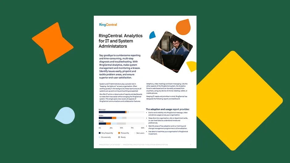 An image explaining the use and benefits of RingCentral Analytics for IT Team & System Administrators