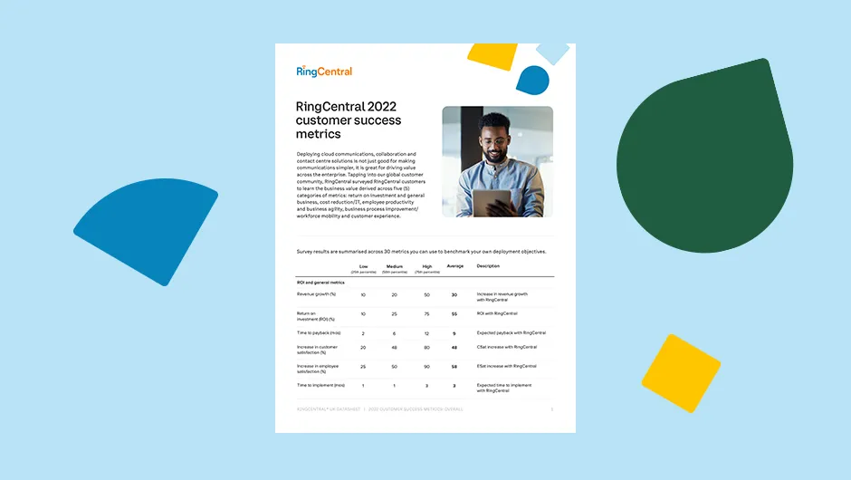 An image illustrating RingCentral's customer success metrics for 2022