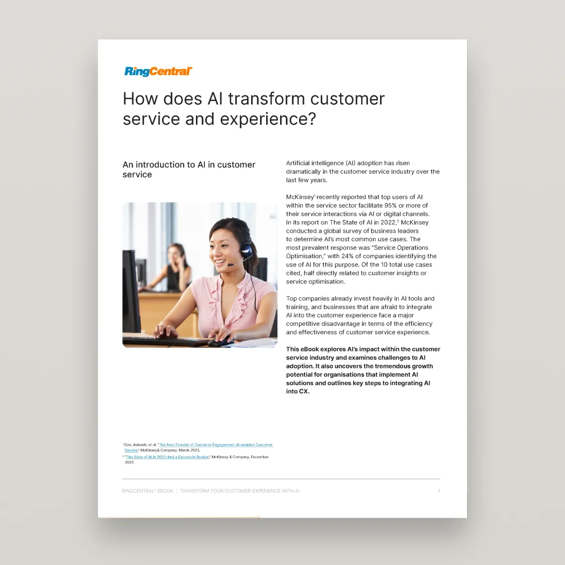 How does AI transform customer service and experience? Ebook cover