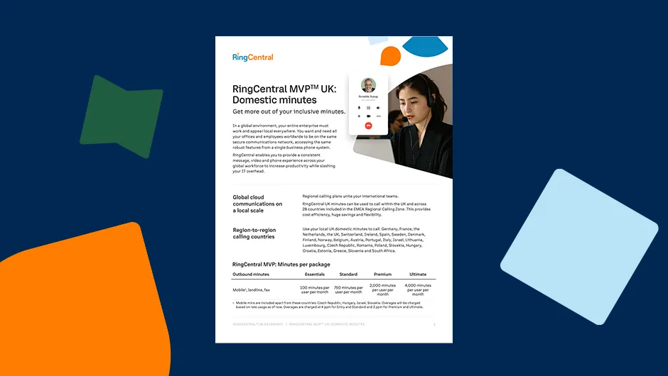 The image for promoting RingCentral UK's domestic call bundles