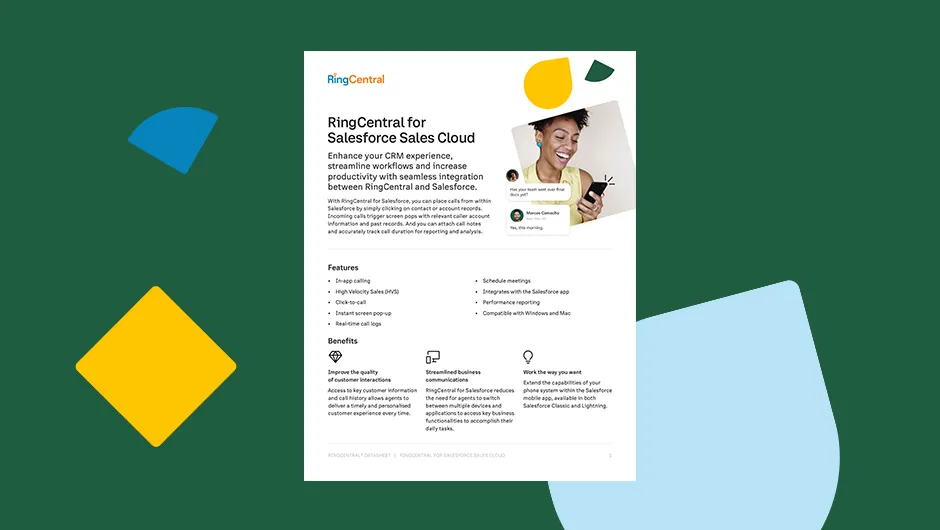 A picture with text explaining RingCentral and Salesforce integrations