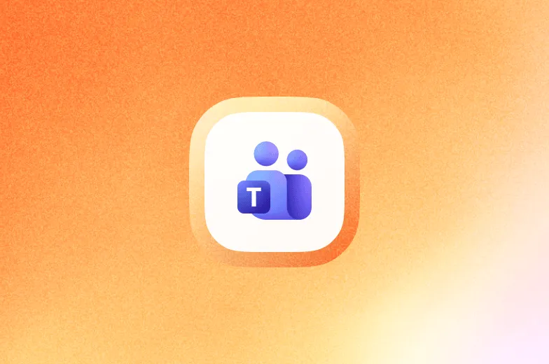 Microsoft Teams logo on an orange gradient background.