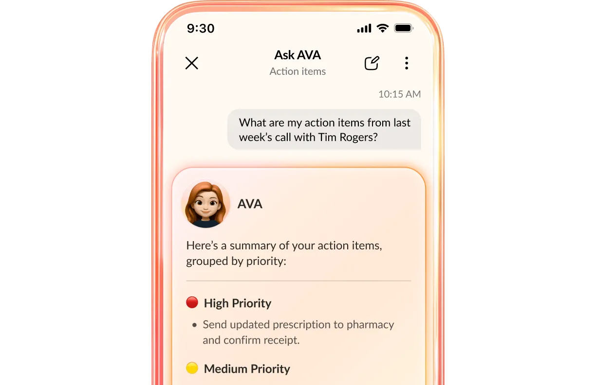 AI-generated coaching insights showing patient feedback on medical staff and quality of patient care.