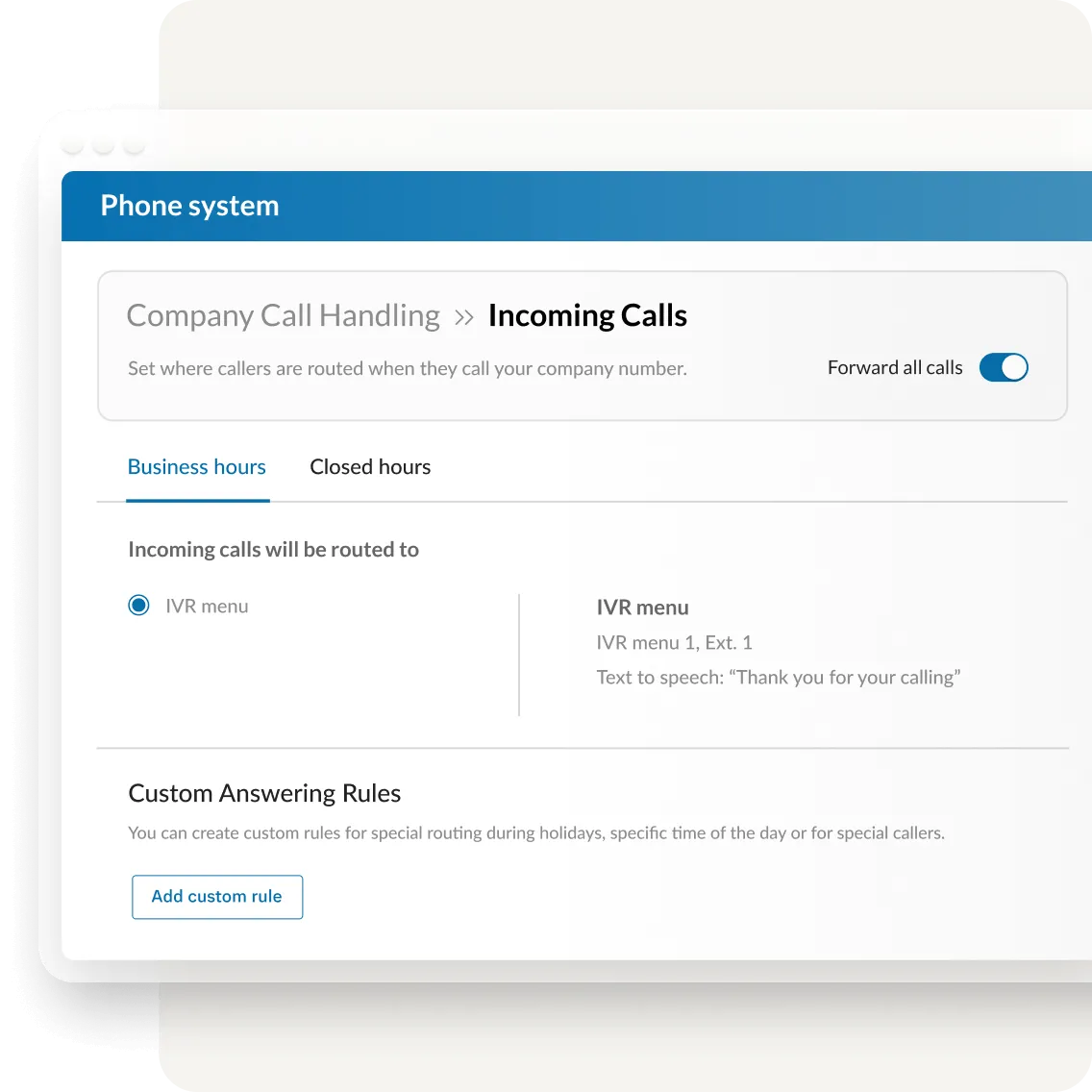 The Incoming Calls dashboard of the RingCentral app