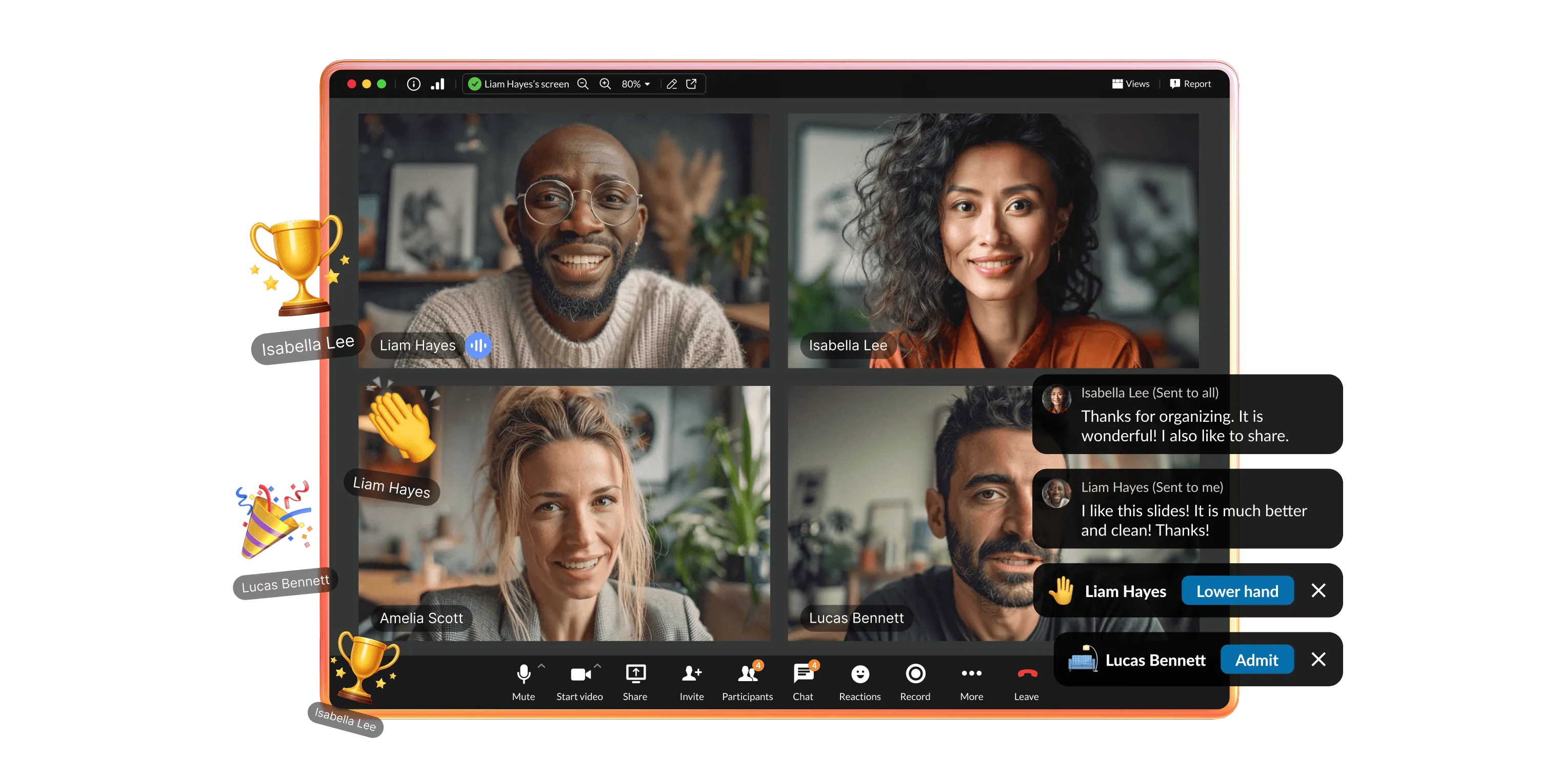 Comparison of pixelated vs. HD video showing RingCentral performance.