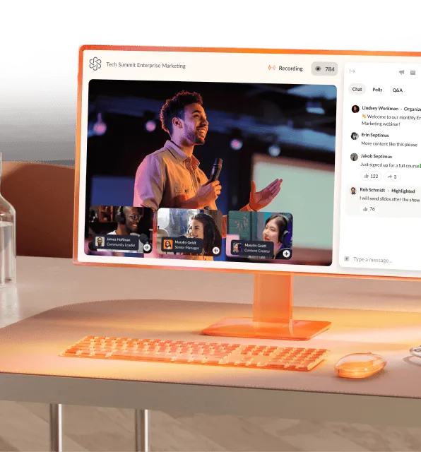 RingCentral video conferencing UI on a desktop monitor.