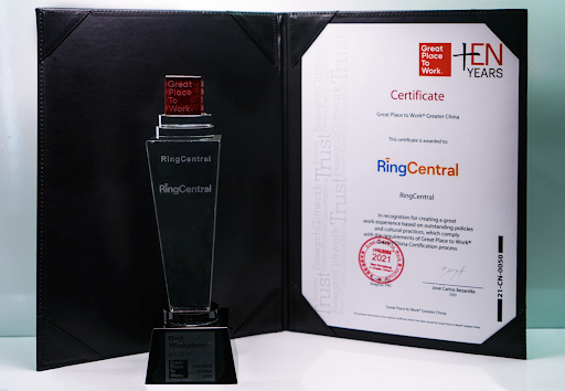 Photo of RingCentral award