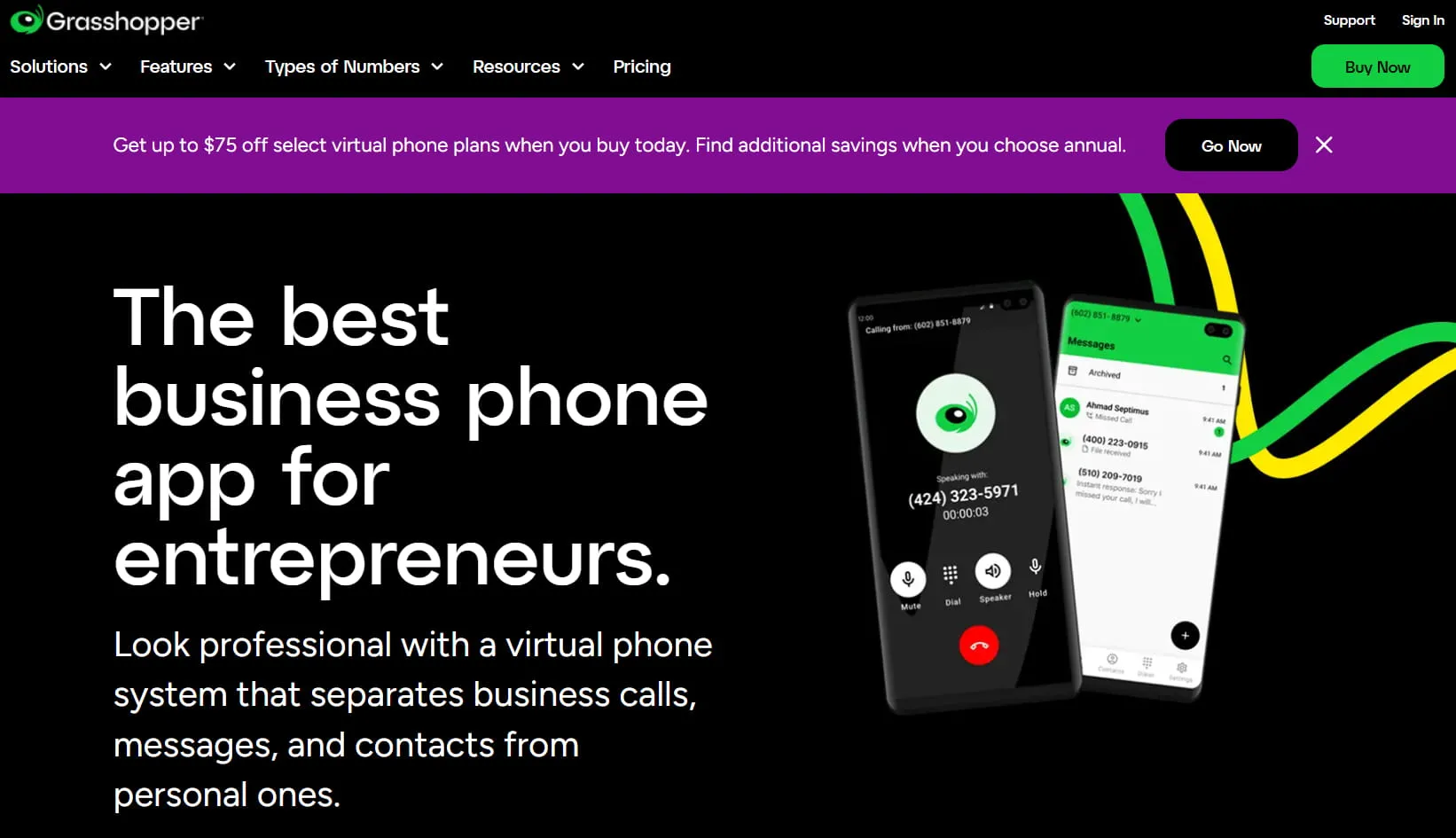 Grasshopper lets you pick a custom business number for its virtual phone system.