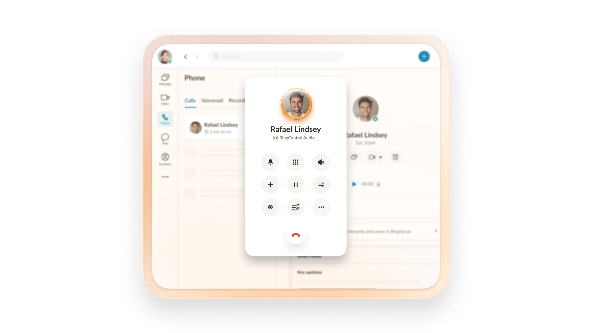 An employee ringing a colleague through RingCentral audio conferencing call