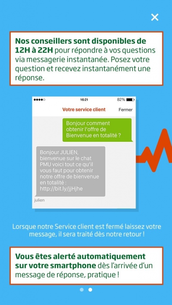 Un exemple de messaging in-app dans l’application du PMU