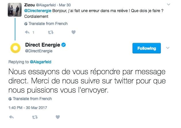 Direct Energie tweet