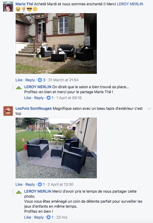 Leroy Merlin commentaires Facebook