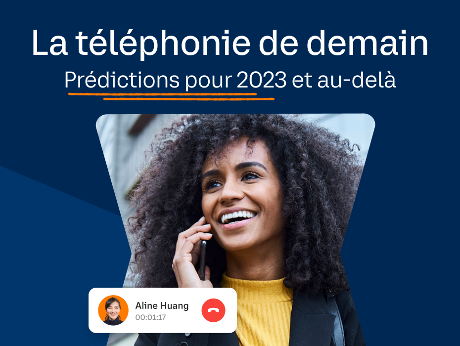 La téléphonie de demain - prédiction pour 2023 et au-delà, et une photo d'une femme au téléphone