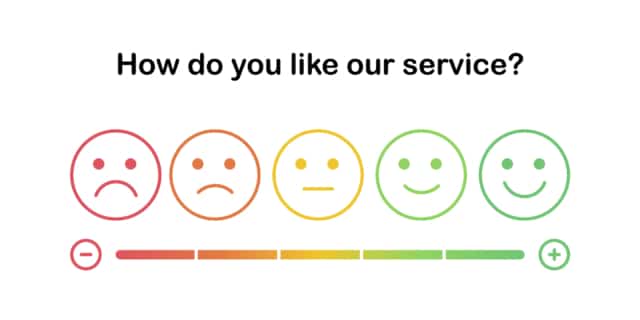 Survey satisfaction scale meter. Emoticon outline icons with progress bar.-312