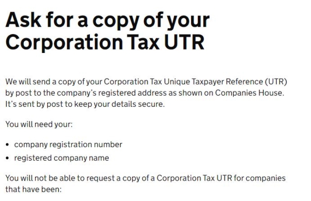 Corporation Tax UTR