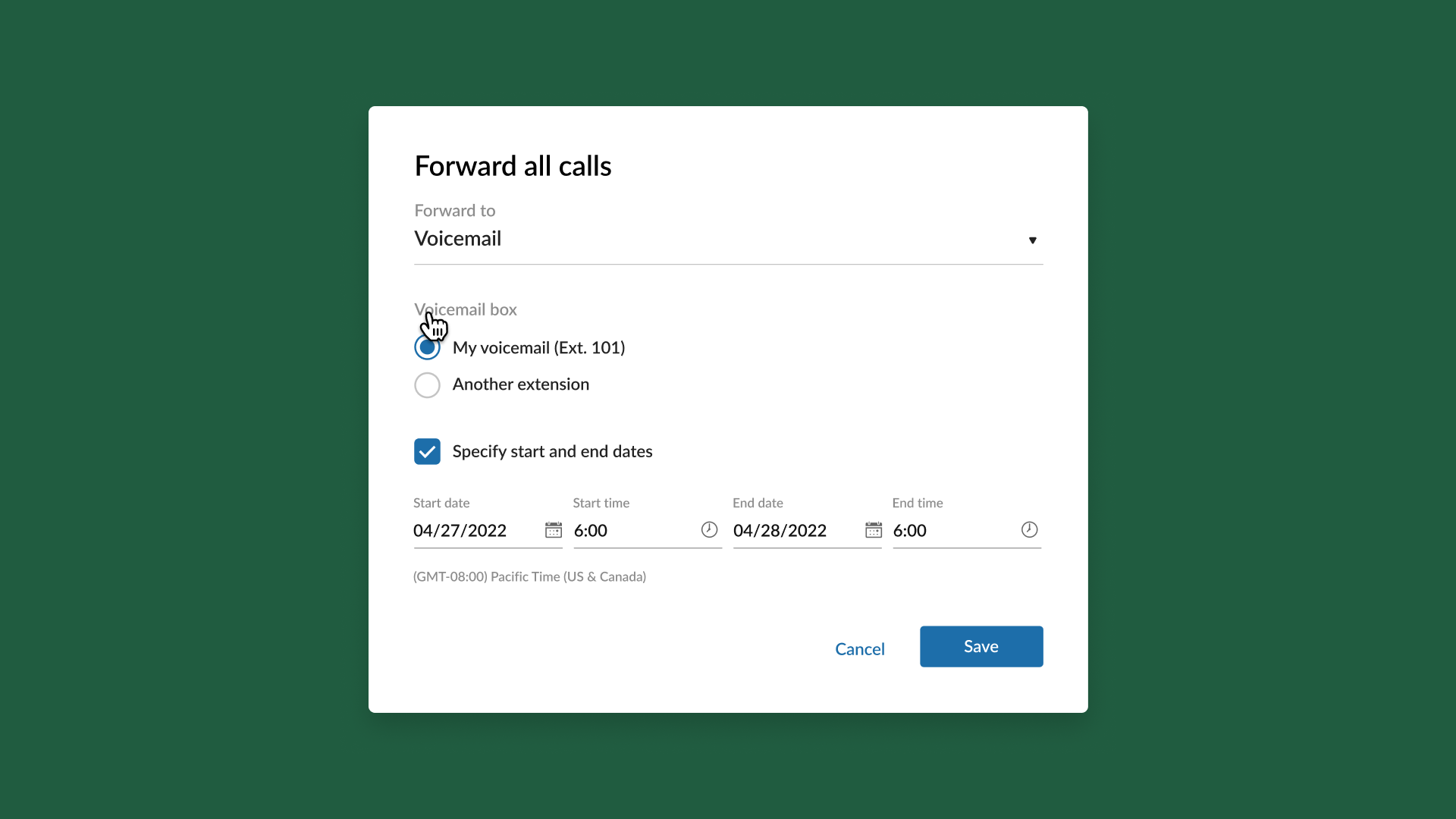 Shows how to pick destination of forwarded call