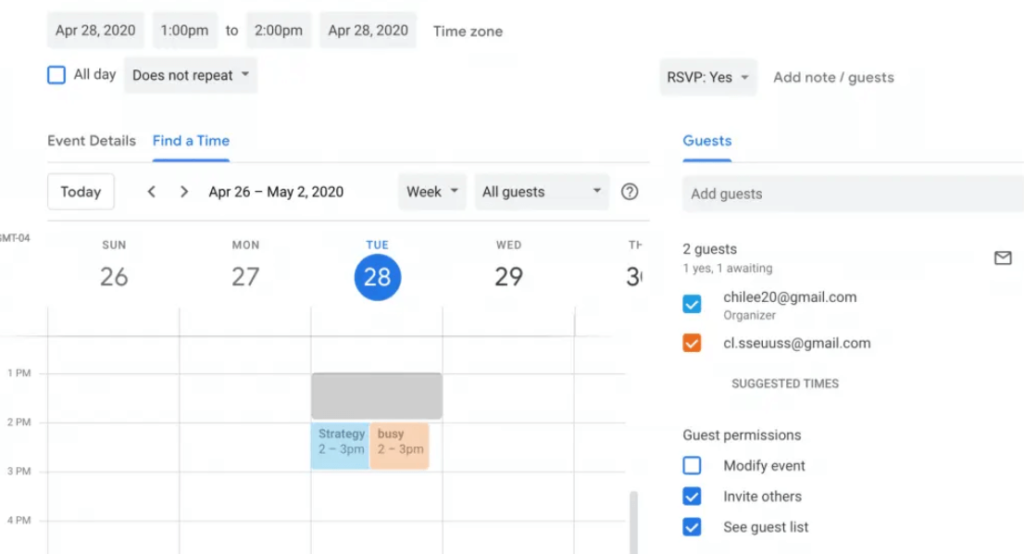 shared google calendar meetings