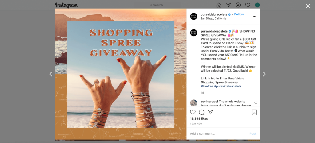 instagram giveaway