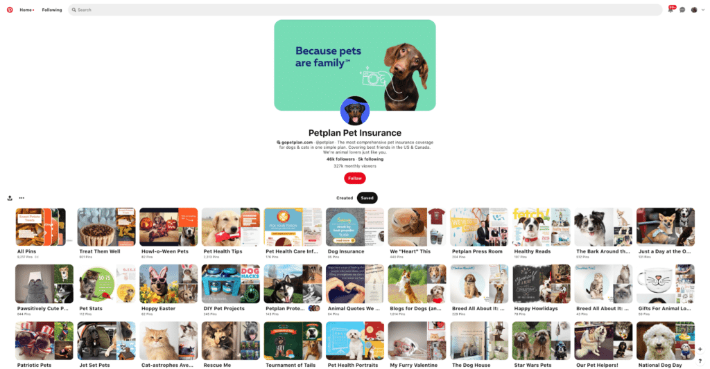pinterest brand page