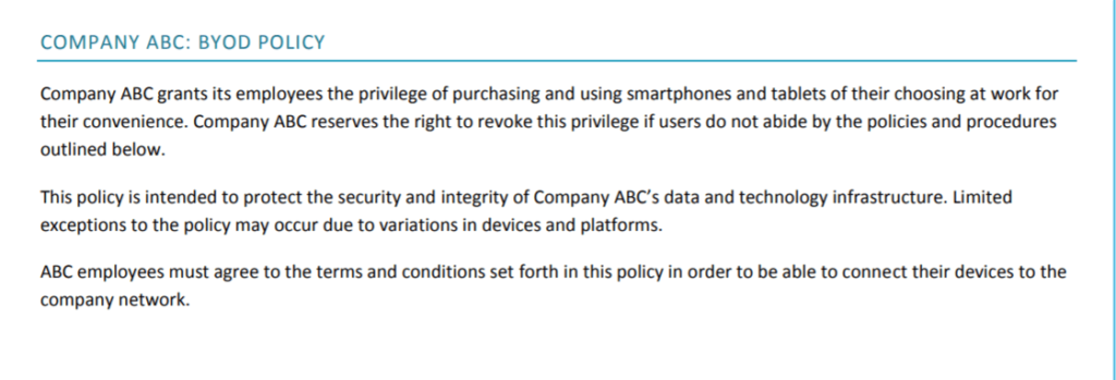 sample byod policy template