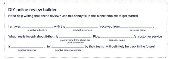 DIY customer review builder