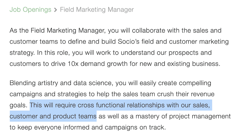 cross functional job posting