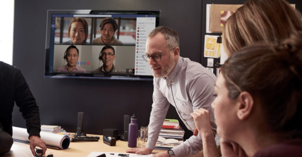 Live video conferencing at a office