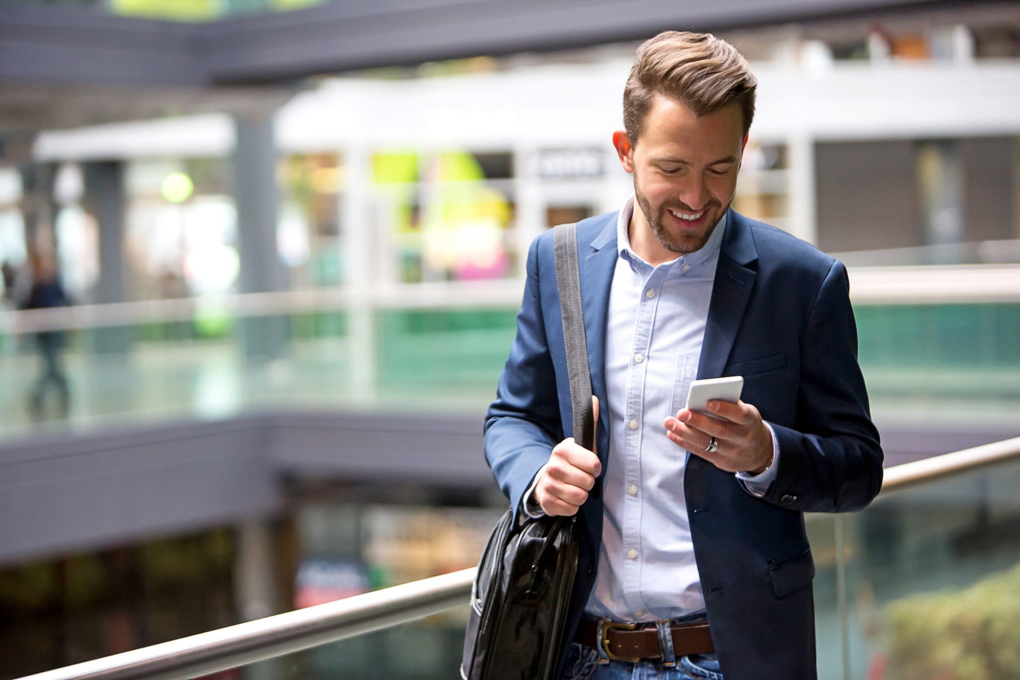 Young business man using smartphone