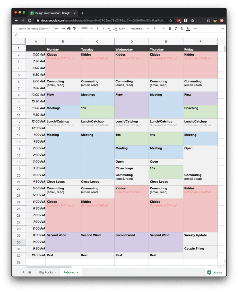 Kevin Yien’s calendar of day-to-day tasks