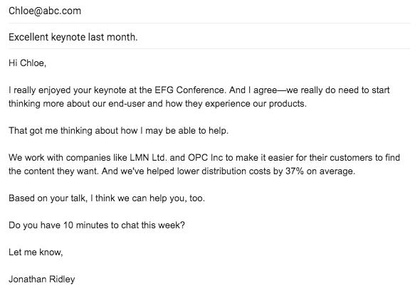 Example of a better way to pitch via email