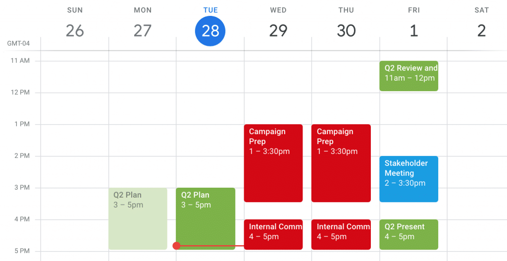 Color code events in Google Calendar