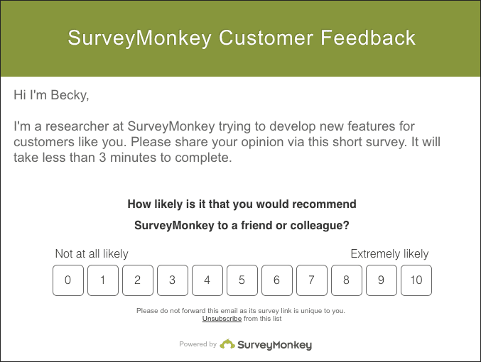 SurveyMonkey customer feedback survey