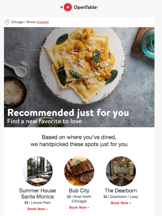 OpenTable recommendations