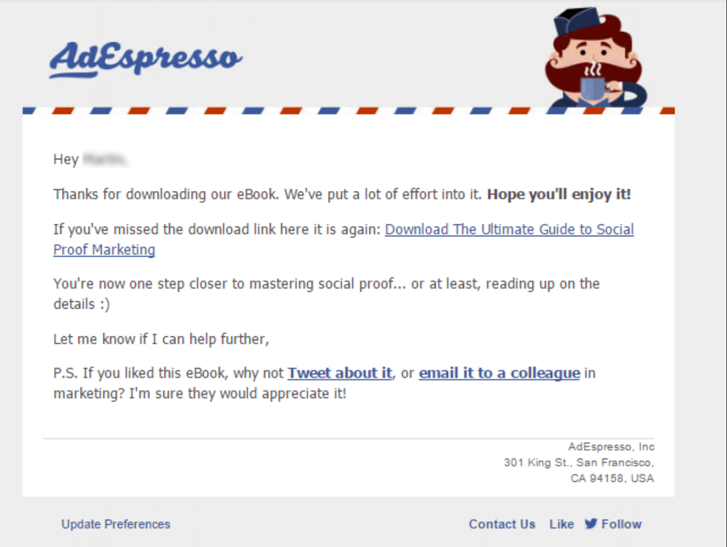 AdEspresso’s welcome email