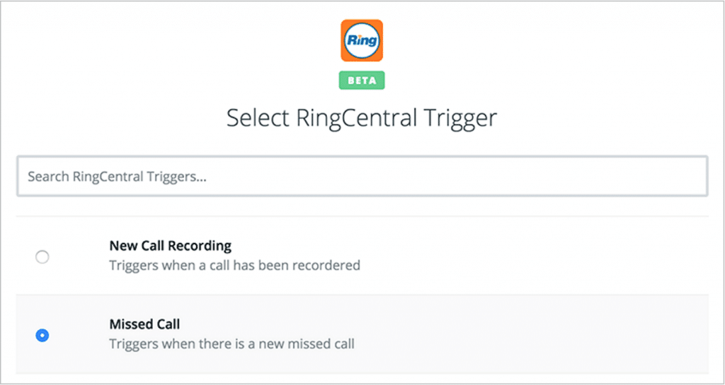 When you get a missed call on RingCentral, create a new task on your task management app of choice