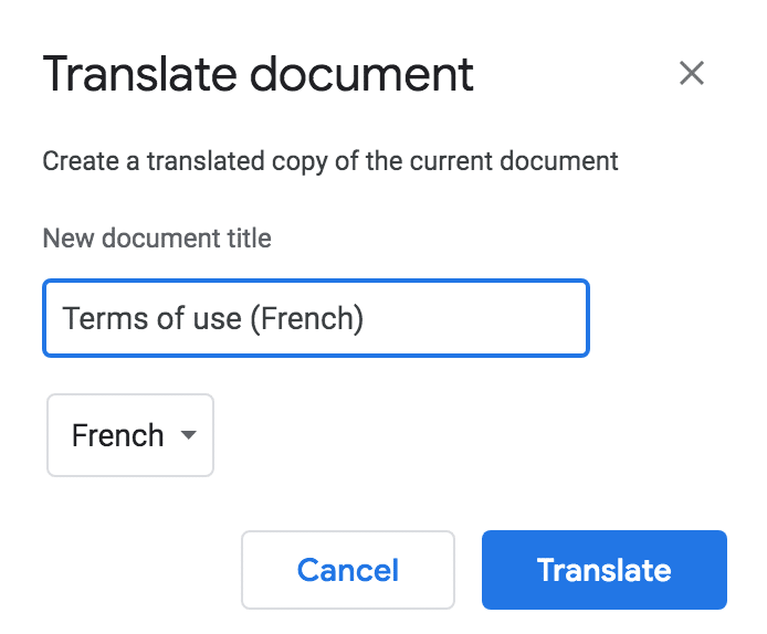Translating document to other languages through Google Docs