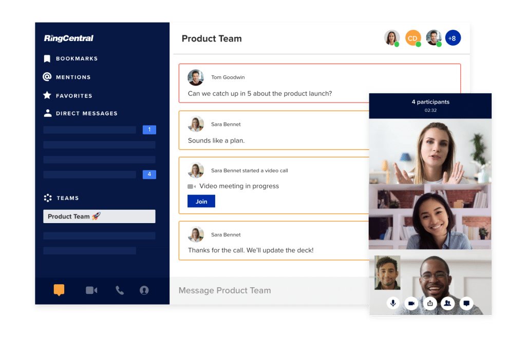 RingCentral app, video conferencing software