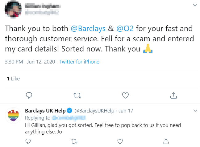 Barclays UK Help good customer service