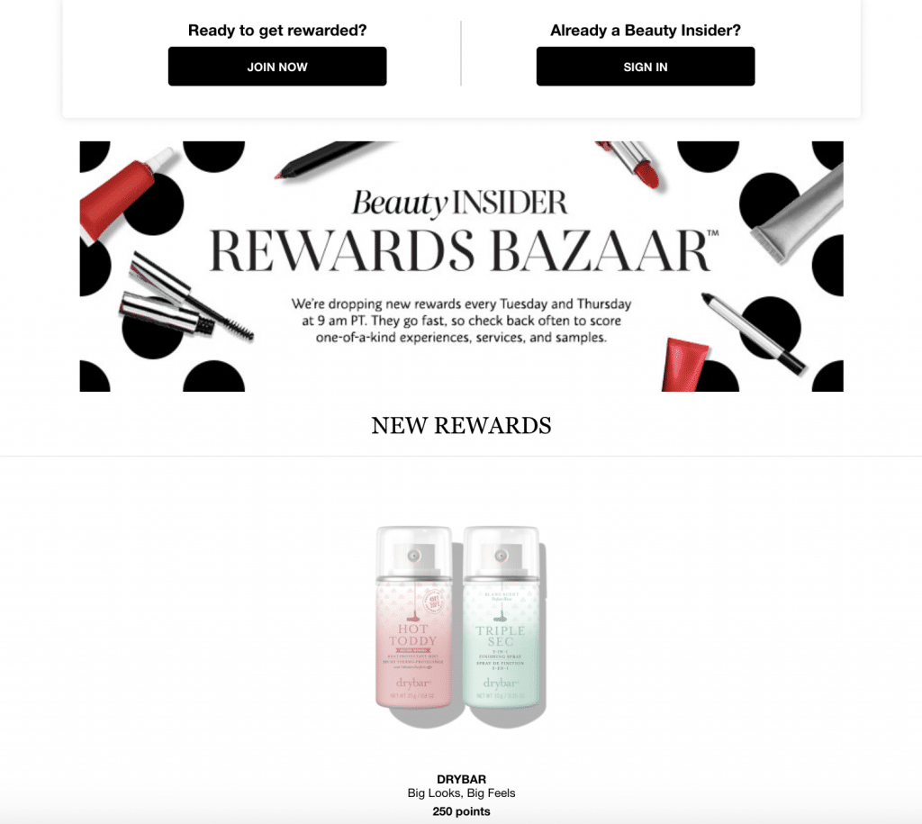 Rewards Bazaar—Sephora loyalty rewards points