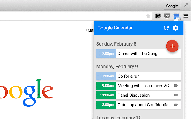 Access Google Calendar from your Chrome browser by adding the Google Calendar extension