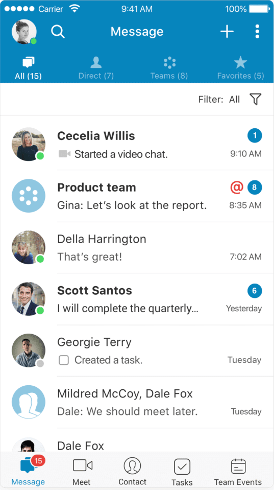 RingCentral app, an instant messaging tool